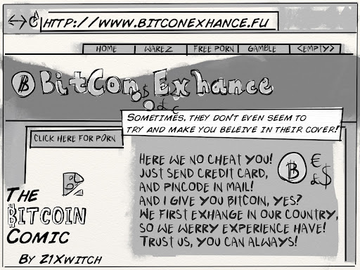 No. 006, “www.bitconexhance.fu”: Bitcoin Comic by Z1Xwitch