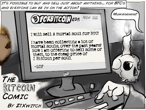 No. 021, “Sell your soul for Bitcoins”: Bitcoin Comic by Z1Xwitch